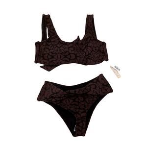 NWT Devon Windsor Scarlett top Elsa bottoms brown safari bikini sz S